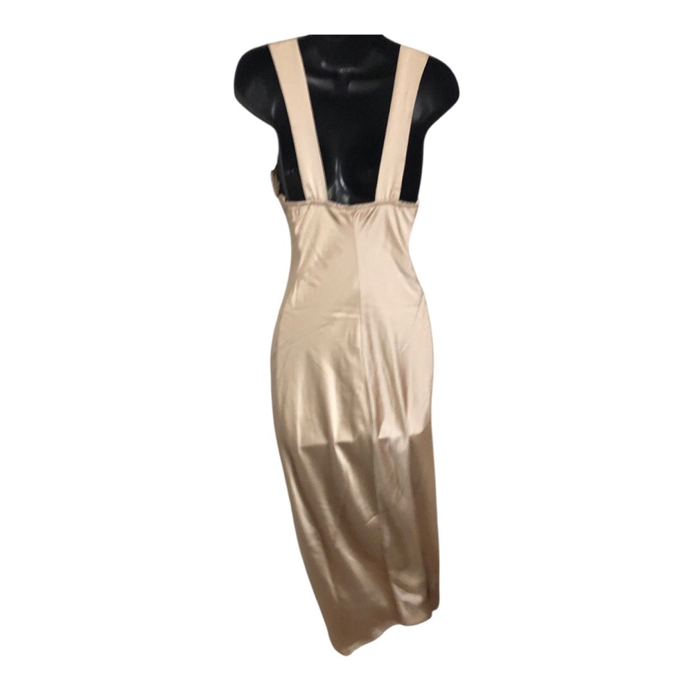 Sincerely jules champagne lace bodice plunge front satin effect dress size Large - Picture 8 of 17
